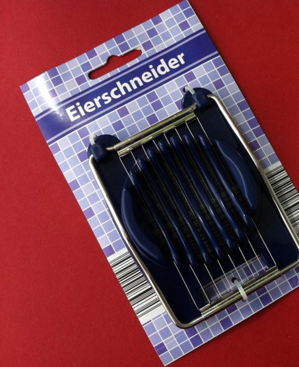 eiersnijder - blauw donkerblauw - kunststof met rvs - eisnijder - eierhulp