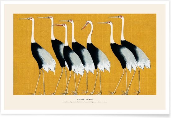 JUNIQE - Poster Korin - Red Crown Crane