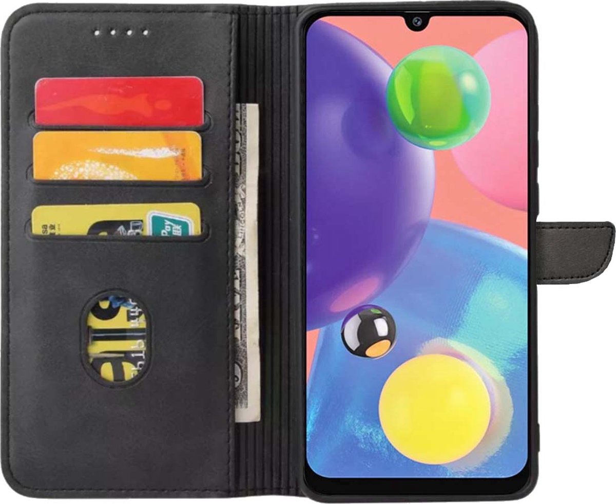 Geschikt voor Samsung Galaxy A70s Telefoonhoesje Kunstleer met Magnetisch lipje en Pasjeshouder Book Case met Klepje - Bruin - Smartphonica geschikt voor Samsung Galaxy A70s