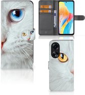 GSM Hoesje OPPO A98 5G Bookcover Case Witte Kat