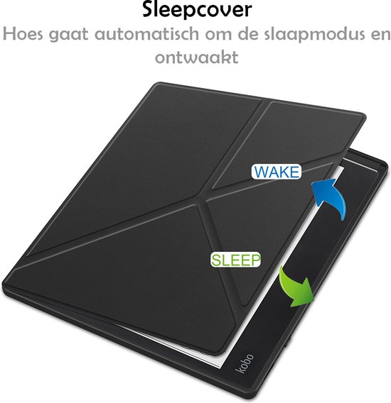 Hoesje Geschikt voor Kobo Elipsa 2E Hoes Bescherm Hoesje Case Sleep Cover Trifold - Hoes Geschikt voor Kobo Elipsa 2E Hoesje - Zwart van Hoesje  — afbeelding 5