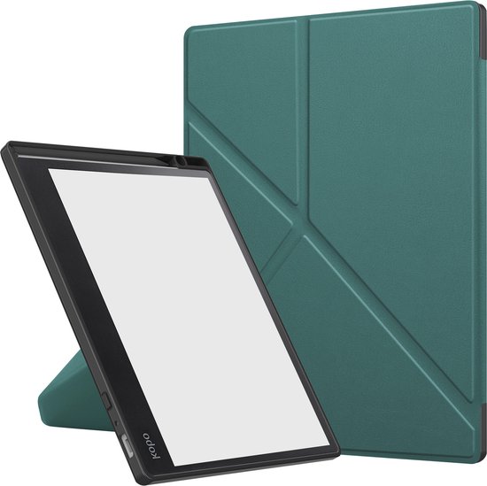 Hoesje Geschikt voor Kobo Elipsa 2E Hoes Bescherm Hoesje Case Sleep Cover Trifold - Hoes Geschikt voor Kobo Elipsa 2E Hoesje - Donkergroen van Hoesje  — afbeelding 4