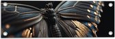 Tuinposter – Vlinder met Zwarte Vleugels met Gouden Details - 60x20 cm Foto op Tuinposter (wanddecoratie voor buiten en binnen)