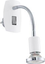 EGLO Mini 4 Stekkerlamp - Stekkerspot - Stopcontact Lampje - GU10 - 18 cm - Wit/Grijs