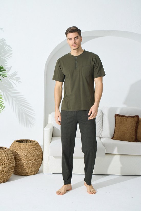 Heren Huispak/ Pyjama Cornell / Legergroen kleur / maat XL