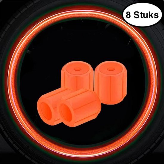 Foto: Glow in the dark universele ventiel dopjes ventieldopjes auto ventieldopjes fiets 8 stuks oranje