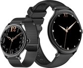 Kiraal Graceful - Smartwatch dames - Smartwatch Heren - Stappenteller - Full Screen - Fitness Tracker - Activity Tracker - Smartwatch Android & IOS - Zwart