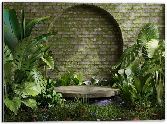 Dibond - Tuin met Groene Planten - 40x30 cm Foto op Aluminium (Wanddecoratie van metaal)