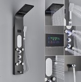 Colonne de douche Douche en saillie SaniSupreme® Torino avec douchette et douchette LCD Premium noir mat