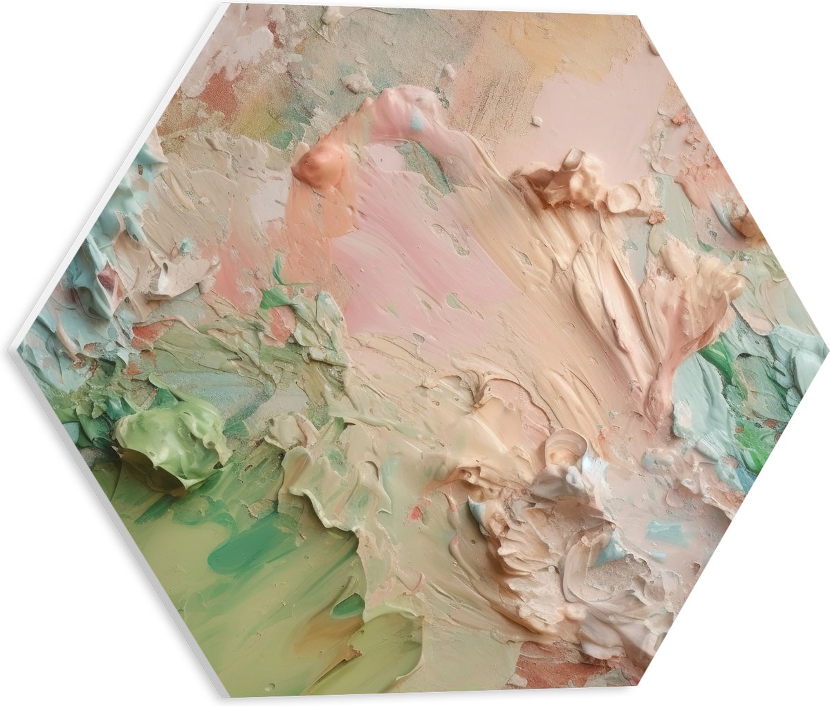PVC Schuimplaat Hexagon - Verschillende Kleuren Verf - 40x34.8 cm Foto op Hexagon (Met Ophangsysteem)