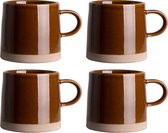 Gusta - Mok bruin 120ml - Set 4 stuks - Koffie mok met oor - Cappuccino mok - Espresso mok - Coffee mug