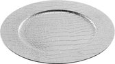 1x Ronde kaarsenborden/onderborden zilver lederlook 33 cm - Onderbord - Kaarsenbord - Onderzet bord voor kaarsen