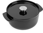 KitchenAid braadpan 22cm - geëmailleerd gietijzer - onyx zwart - rond
