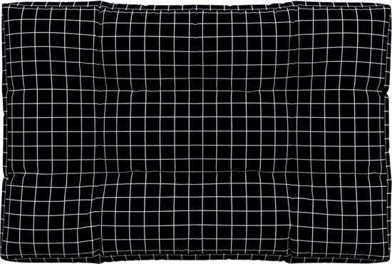 vidaXL - Palletkussen - ruitpatroon - 120x80x12 - cm - stof - zwart