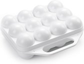 Plasticforte Eierdoos - koelkast organizer eierhouder - 12 eieren - wit - kunststof - 20 x 19 cm