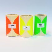 3x100 blanco Stickers op rol 100mm assortiment: rood-geel-groen