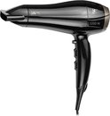 Zwarte Lafe haardroger, 2200W, met 'Ionic Plus' logo en gladde mond.