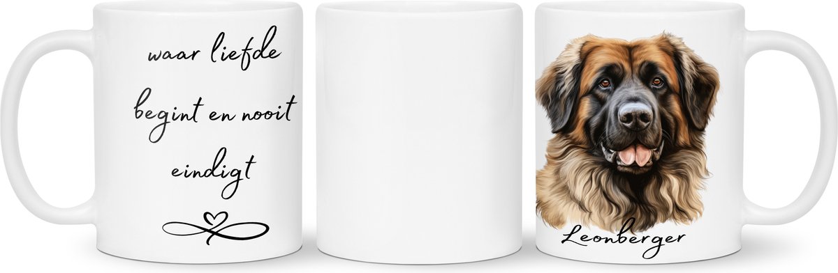 Koffie - theemok Leonberger Beker cadeau voor haar of hem, kerst, verjaardag, honden liefhebber, zus, broer, vriendin, vriend, collega, moeder, vader, hond