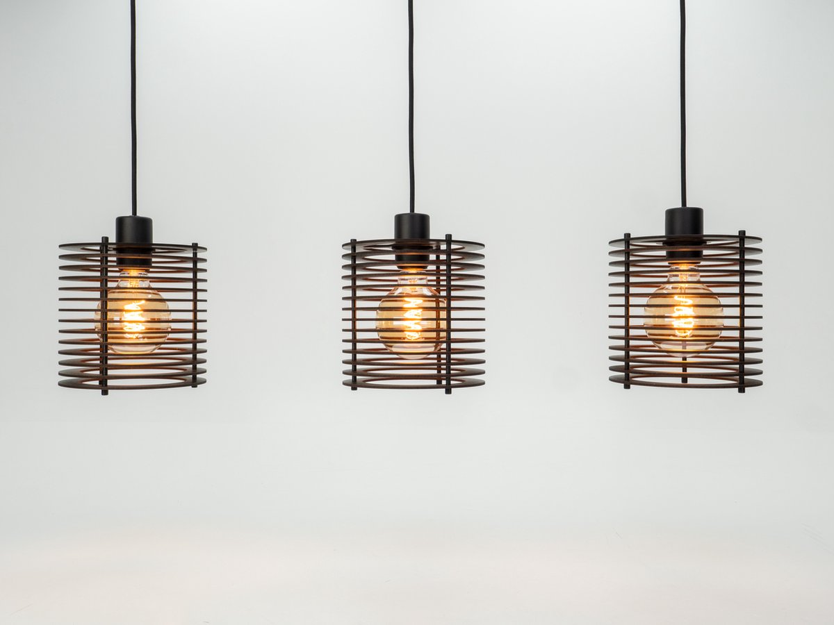 EGLO Segovia Hanglamp - E27 - 88 cm - Zwart - Staal/Hout