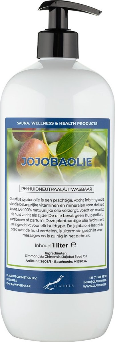 Goedkoopste Jojobaolie 1 liter met gratis pomp - 100 natuurlijk - biologisch en koud geperst - goed voor huid, haar en lichaam