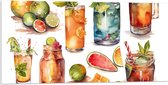 Acrylglas - Verschillende Getekende Cocktails - 100x50 cm Foto op Acrylglas (Wanddecoratie op Acrylaat)