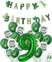 Ballon numéroté 9 ans - Dinosaurus - Dino Mega package Ballons et guirlande de fête - Vert - Ballon à l'hélium - Snoes