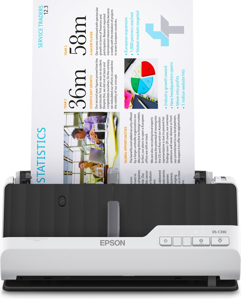 Epson DS-C330 Scanner met ADF + invoer voor losse vellen 600 x 600 DPI A4 Zwart, Wit