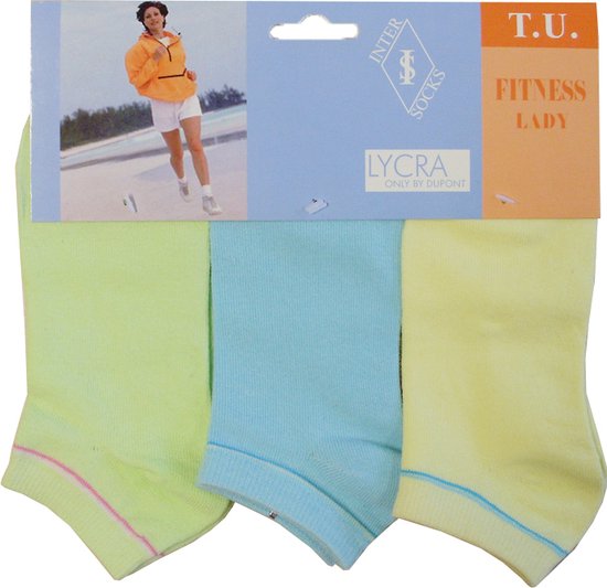 Dames enkelkousen fitness fantasie righe - 6 paar gekleurde sneaker sokken - 36/41