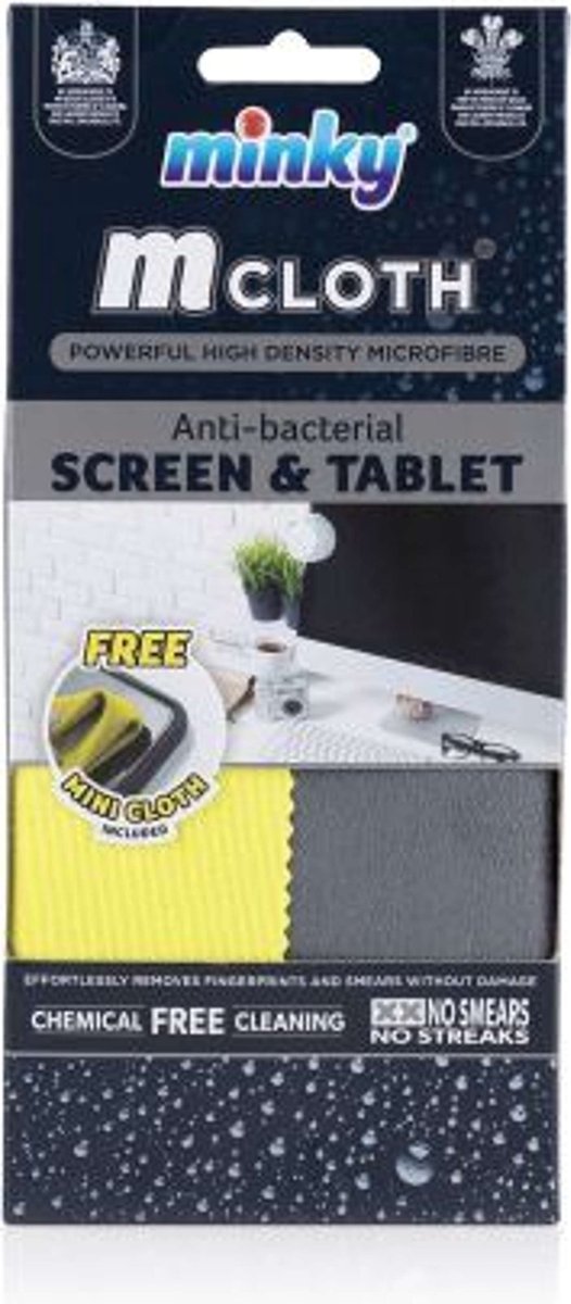 Goedkoopste Minky - Schoonmaakdoek Anti-Bacterieel Scherm en Tablet 2 stuks - Polyester - Grijs