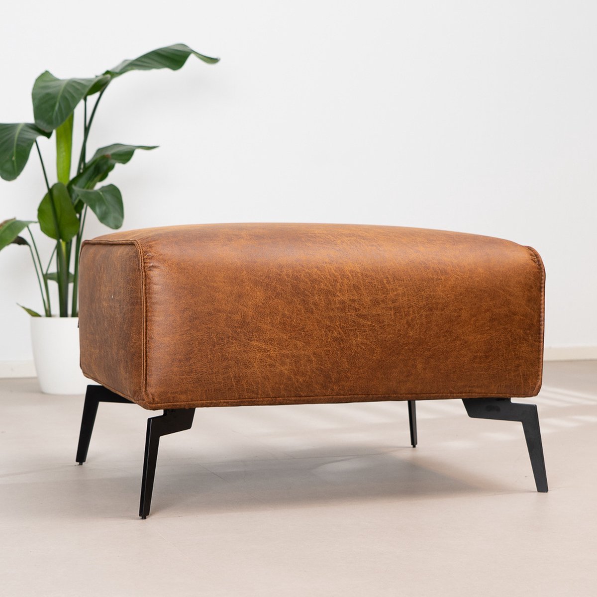 Bronx71® Industriële hocker Vegas eco-leer cognac