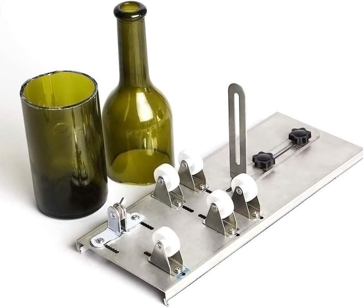 Glassnijder, Flessensnijder voor flessen, roestvrij staal, Flessensnijder, 5 verstelbare wielen, glassnijder voor DIY-flessen