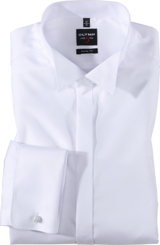 OLYMP - Chemise de smoking Level 5 SL7 Wit - 46 - Homme - Coupe slim - Manches Extra longues