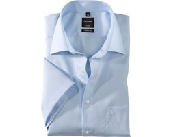 OLYMP Luxor modern fit overhemd - korte mouw - lichtblauw - Strijkvrij - Boordmaat: 46