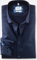 OLYMP Level 5 body fit overhemd - marine blauw (contrast) - Strijkvriendelijk - Boordmaat: 38