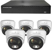 Draadloze Camerabeveiliging - Sony 5MP - 2K QHD - Set 5x Audio Dome - Wit - Binnen & Buiten - Met Nachtzicht - Incl. Recorder & App