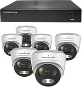Draadloze Camerabeveiliging - Sony 5MP - 2K QHD - Set 6x Audio Dome - Wit - Binnen & Buiten - Met Nachtzicht - Incl. Recorder & App