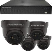 Draadloze Camerabeveiliging - Sony 5MP - 2K QHD - Set 4x Dome - Zwart - Binnen & Buiten - Met Nachtzicht - Incl. Recorder & App