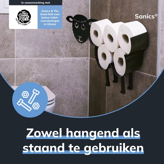 Porte-rouleau de rechange Sanics Autonome - Suspendu - Support mural - Mouton - Zwart