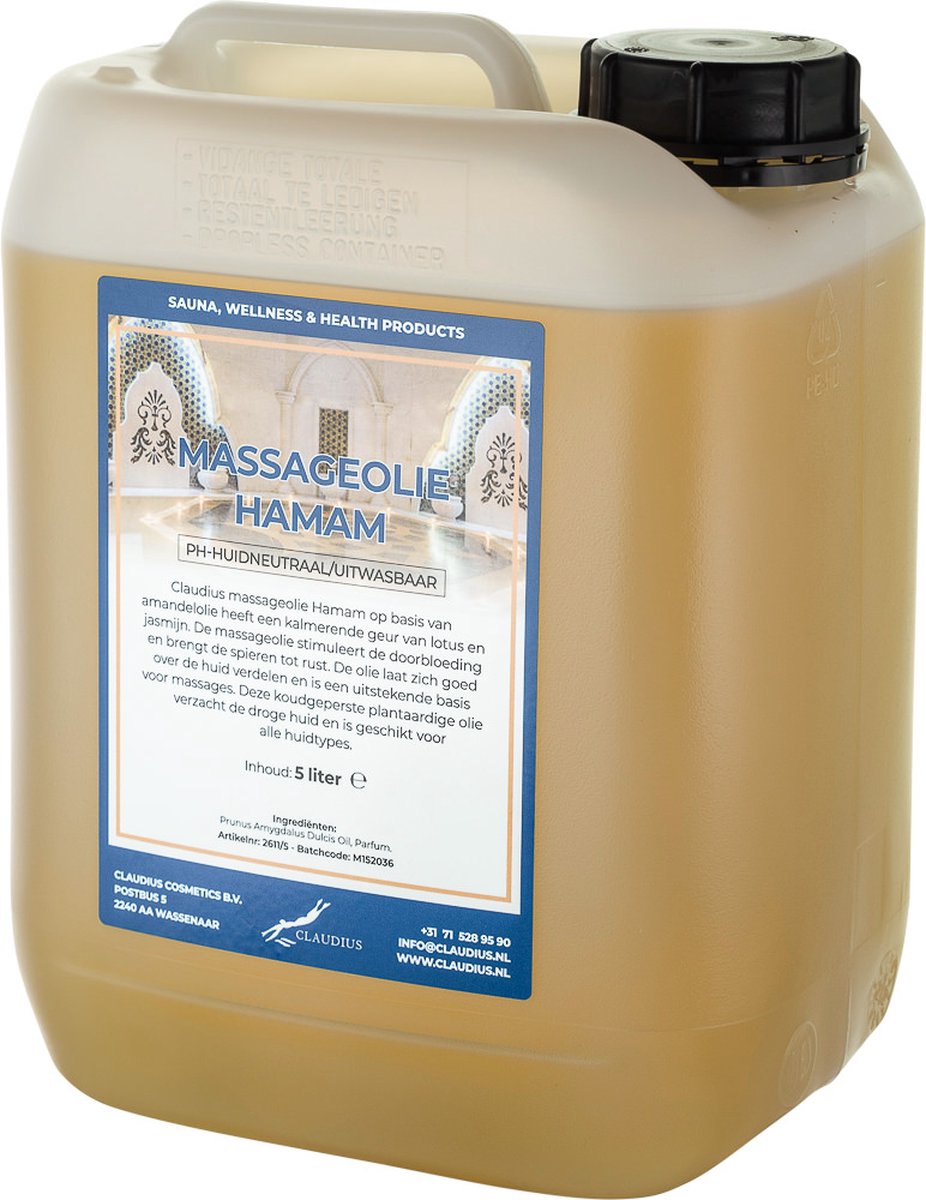 Goedkoopste Massageolie Hamam 5 liter - 100 natuurlijk - biologisch en koud geperst