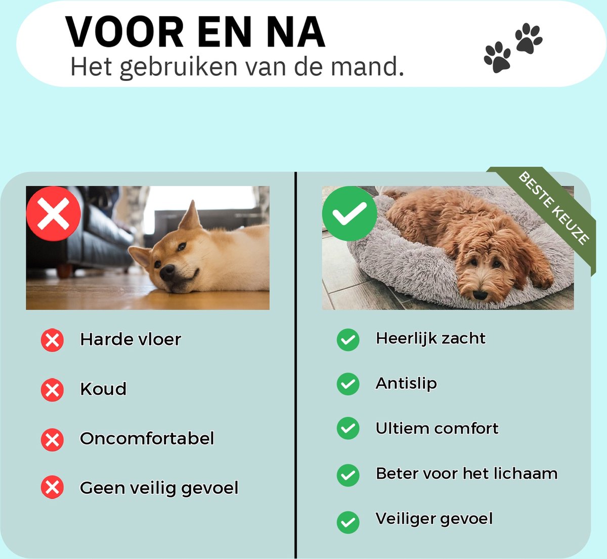 Donut Hondenmand - Kattenmand - Maat M - 60cm (ligvlak van 45cm) - Kaki - Fluffy en Wasbaar thumbnail 2