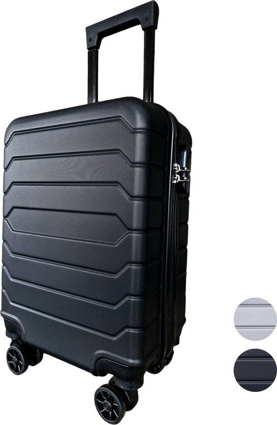 Leonardo - Luxe Handbagage Koffer Zwart- 4 dubbele Zwenkwielen 360 graden - Afmetingen 51x31.5x21.5cm - Hardcase - Cijferslot - Reiskoffer - Lichtgewicht Koffer Trolley - Zwart