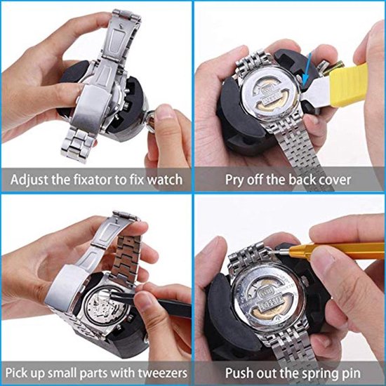 151-delige professionele horloge reparatie toolkit - batterij vervanging - geschikt voor horloges met Ø tot 55mm - Inclusief 108 pinnen, schroevendraaierset, horlogebandje - Voor mannen en vrouwen - Compleet set horloge - inkorten van horlogebanden. - Q-deals