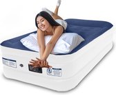 Bol.com LifeGoods Luchtbed - 1 Persoons - met Ingebouwde Pomp - Incl. Draagtas en Reparatiekit - Wit/Blauw aanbieding