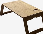 laptoptafel met poten bamboe Inclusief bekerhouder Opvouwbaar -46x29,5x23cm