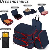 Koffer-organizer set 5-delig, pakzakken met compressie, compressie-packing cubes voor rugzak en koffer, pakkubus, kofferorganizer, reistas, kledingtassen voor kleding, schoenen, ondergoed