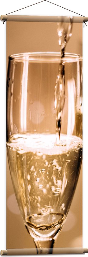 Textielposter - Champagne - Drank - Glas - Inschenken - Drinken - Bubbels - 40x120 cm Foto op Textiel