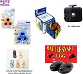 Happy Trendz® Fidget Cube pakket 6 Stuks / FriemelKubus |multicolor - Anti Stress Speelgoed | Fidget Toy - Regenboog - Black Edition - Metal spinner Gift