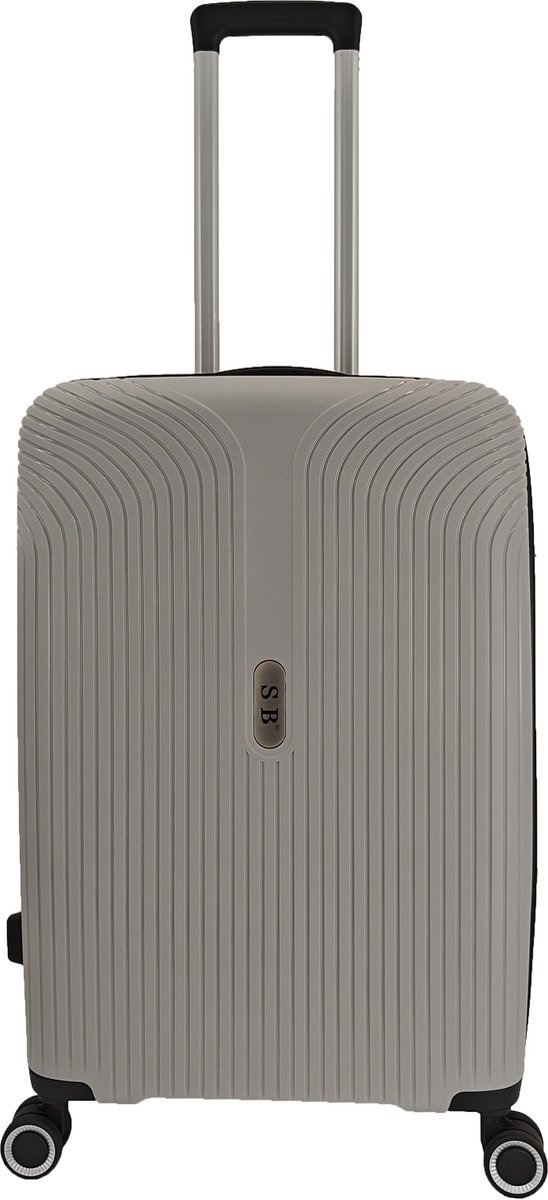 SB Travelbags Bagage koffer 65cm 4 dubbele wielen trolley - Licht Grijs - TSA slot