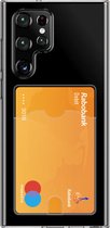 Transparant Dun TPU Hoesje met Pasjeshouder Geschikt voor Samsung Galaxy S22 Ultra | Back Cover | Schokbestendig | Ultra Dun | Kaarthouder Achterkant | Shockproof | Doorzichtig