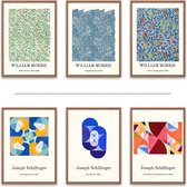 3 dubbelzijdige kunstdruk posterset, DIN A3 (30cm x 42cm), stijlvolle wandposter, 6 wandafbeeldingen, dubbelzijdige afbeeldingen (William Morris bloemen/Schilinger abstract, zonder lijst - DIN A3)